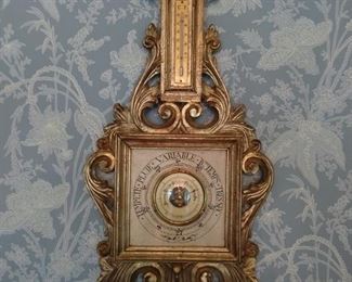 Vintage gilt wood barometer - it works!