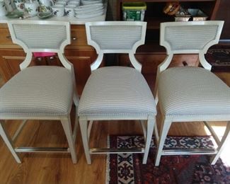 Set/3 brand new upholstered bar stools, by Stanley Furn. Co., High Point, NC.