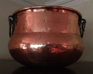You can't beat this large copper pot with a stick!              It's already been beaten and is ready and subservient for all your household needs.