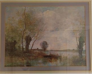 Nicely framed/matted print, by Jean-Baptist-Camille-Corot.