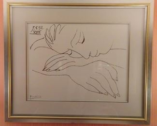 Nicely framed matted Pablo Picasso print "Sleeping Woman".