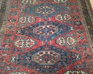 Vintage hand woven Turkish flatweave rug, 100% wool face, measures 7' 10" x 9' 10".