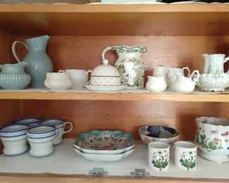 Nice collection of porcelain pitchers, cream/sugars, butters, doo-dads.