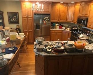 Household goods galore! All priced to sell! My mom didn't have expensive taste, but she had quality taste. A Ninja blender set, coffee maker, pots and pans, vintage Corning Ware, glassware, dishes, and much more!