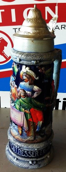 Vintage West German Lidded Beer Stein