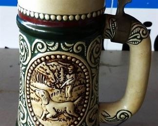 Vintage West German Lidded Beer Stein