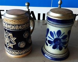 Vintage West German Lidded Beer Steins