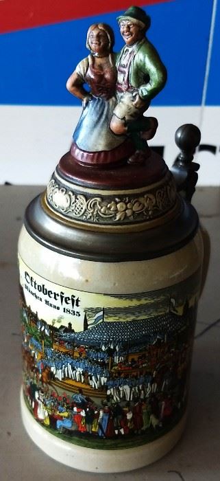 Vintage West German Lidded Beer Stein