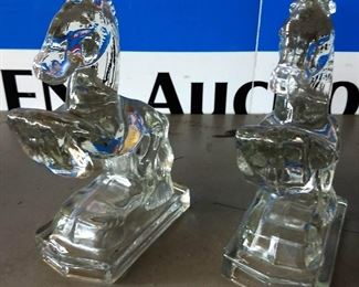 Vintage Glass Horse Bookends