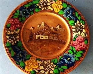 Vintage Wooden Carved Plate