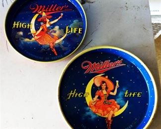 Vintage Miller High Life Beer Metal Trays