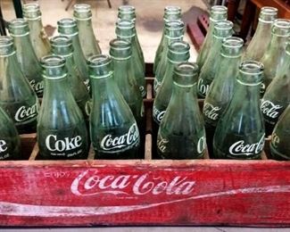 Vintage Coca-Cola Bottles and Wood Crate