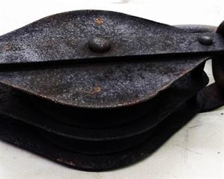 Large Vintage Metal Pulley