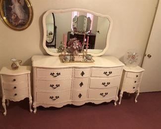 French Provincial Dresser & End Tables