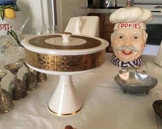 Mid Century Dish and Newer Cookie Jar