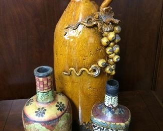 Decorator mustard colored grape vessel and painted bottles!