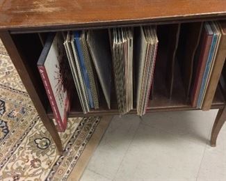 Antique record cabinet with LOTS of RECORDS!