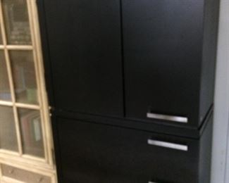 Large black modern cabinet with silver handles!  Storage galore!!!