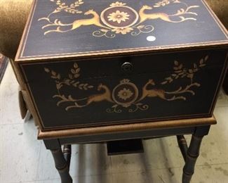 Hand painted "box" on legs that can be used as a side table or anywhere!
