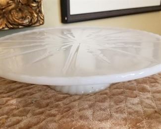 Milk Glass Pedestal Plate 