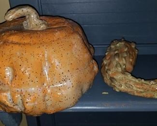 Pottery pumpkins by renowned artist Elizabeth Heidehofer Beasnett. Many of her pieces are in museums around the world.  