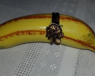 Banana signed with Monkey clasp Limoges