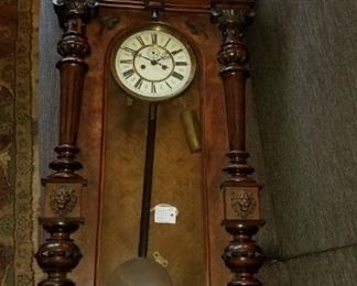 American Enamel Face Pendulum Wall Clock. Spectacular piece!