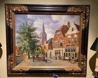 Oil painting by Nachtegaal in beautiful custom frame.