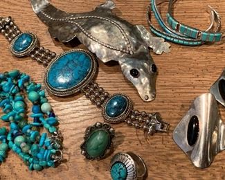 Sterling silver vintage southwestern and Mexican jewelry.