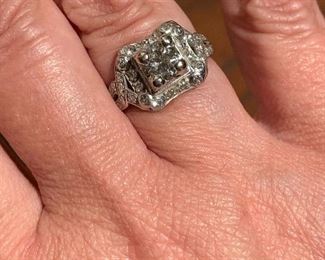 .83 carat transitional cut in 1930's setting.