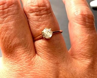 .70 carat European cut diamond on simple 14K band.