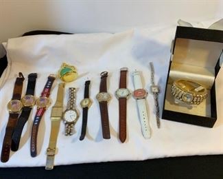 Assortment of wrist watches and one pocket watch https://ctbids.com/#!/description/share/208671