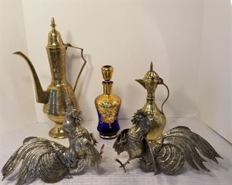 Brass, metal and glass Italy and India. Fighting Roosters https://ctbids.com/#!/description/share/208614