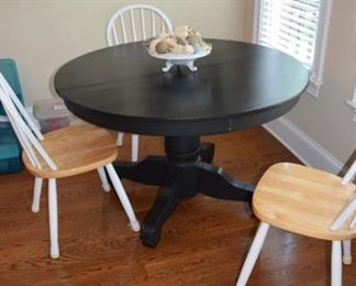 48" Round Oak Pedestal Table Painted Black