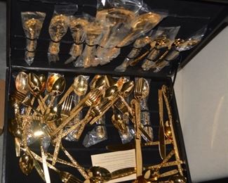 Gold Plated Flatware in Case, 1 of 2, new