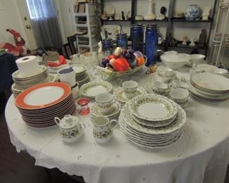 fitz and floyd red trim plates sango china country flower and bavarian 4 place settings with serving dishes