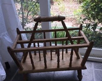 Vintage Handmade Wood Magazine Rack