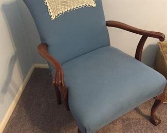 Upholstered Side Chair w/Carved Wood Trim