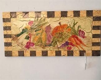 Lovely Vegetable Wall art. Hand painted from high end estate in North Atlanta, Georgia.