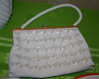 Gorgeous Antique Beaded Purse featuring Fan Design