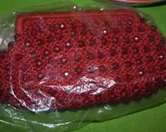 Beautiful Antique Brilliant Red Beaded Clutch Purse!