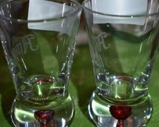 Rare Antique "Cranberry Drop" Shot Glasses