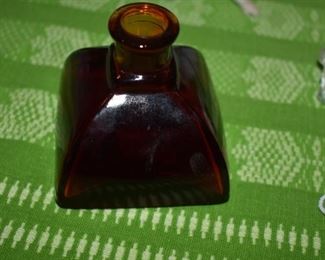 Rare Antique Amber Ink Well