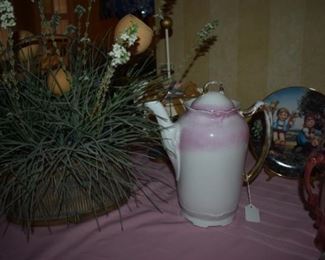 Chocolate Pot, Hummel Plate Floral Arrangement