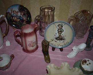 Collectibles, Hummel Plate, Fenton Glass Slippers, Pitchers and more!