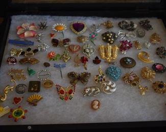 Huge Collection of Vintage Jewelry including Pocket Watches, Watches, Beautiful Vintage Art Nouveau Sterling Silver Brooches (large collection!), Necklaces, Bracelets, Bangles, Earrings, Rings, and More!!!