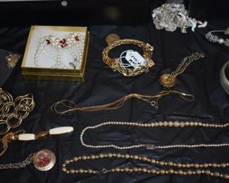 Huge Collection of Vintage Jewelry including Pocket Watches, Watches, Beautiful Vintage Art Nouveau Sterling Silver Brooches (large collection!), Necklaces, Bracelets, Bangles, Earrings, Rings, and More!!!