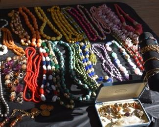 Huge Collection of Vintage Jewelry including Pocket Watches, Watches, Beautiful Vintage Art Nouveau Sterling Silver Brooches (large collection!), Necklaces, Bracelets, Bangles, Earrings, Rings, and More!!!