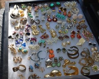Huge Collection of Vintage Jewelry including Pocket Watches, Watches, Beautiful Vintage Art Nouveau Sterling Silver Brooches (large collection!), Necklaces, Bracelets, Bangles, Earrings, Rings, and More!!!