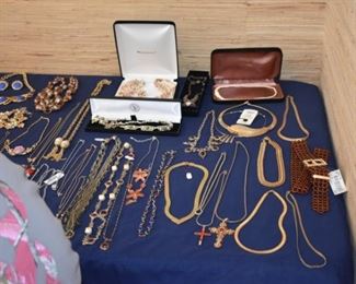 Huge Collection of Vintage Jewelry including Pocket Watches, Watches, Beautiful Vintage Art Nouveau Sterling Silver Brooches (large collection!), Necklaces, Bracelets, Bangles, Earrings, Rings, and More!!!